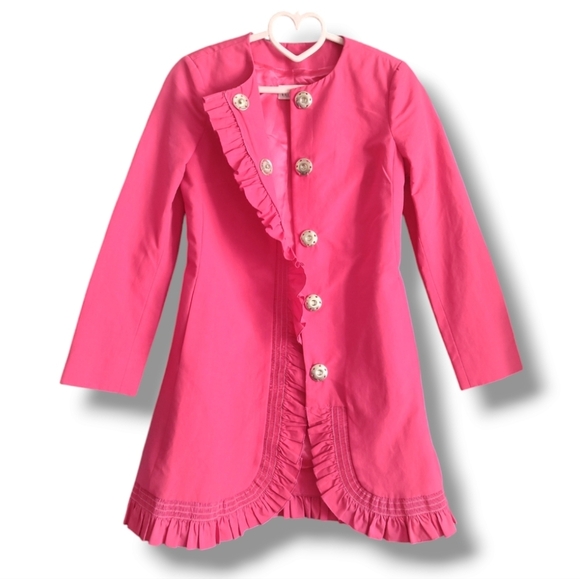 Red Valentino Ruffle Detail Coat in Fuschia Pink💕 $1595 - Picture 3 of 11